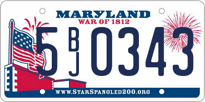 MD license plate 5BJ0343