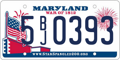 MD license plate 5BJ0393