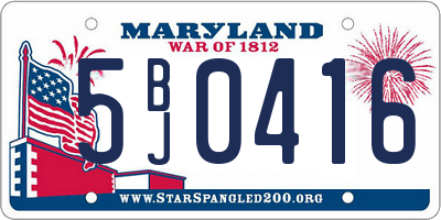 MD license plate 5BJ0416