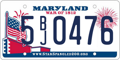 MD license plate 5BJ0476