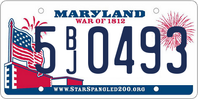 MD license plate 5BJ0493