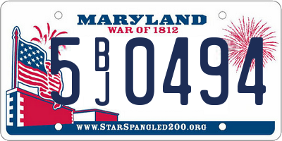 MD license plate 5BJ0494