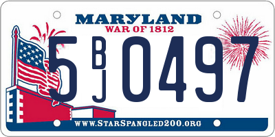 MD license plate 5BJ0497
