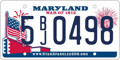 MD license plate 5BJ0498