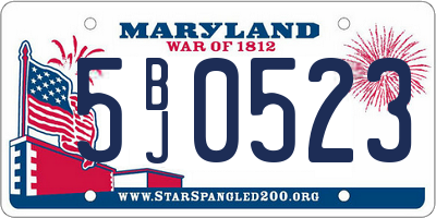 MD license plate 5BJ0523