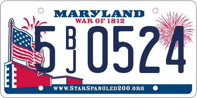 MD license plate 5BJ0524