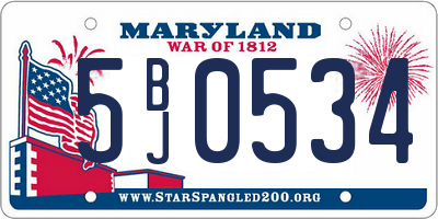 MD license plate 5BJ0534