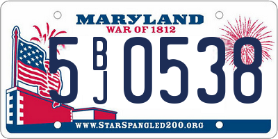 MD license plate 5BJ0538