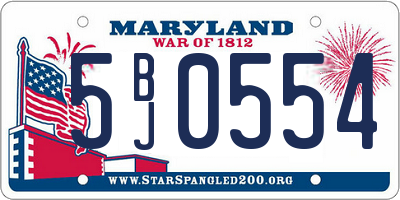 MD license plate 5BJ0554