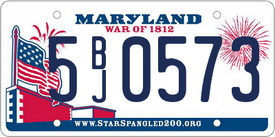 MD license plate 5BJ0573