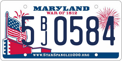 MD license plate 5BJ0584