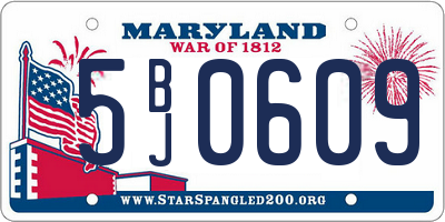 MD license plate 5BJ0609