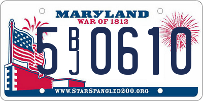 MD license plate 5BJ0610