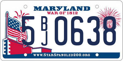 MD license plate 5BJ0638