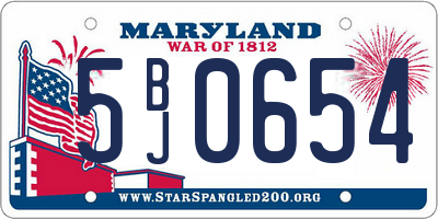MD license plate 5BJ0654