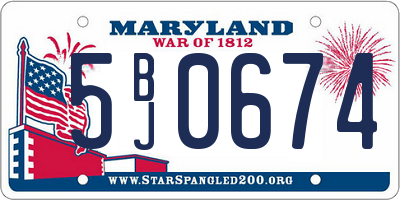 MD license plate 5BJ0674