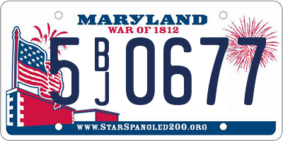 MD license plate 5BJ0677