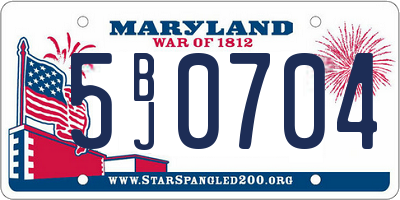 MD license plate 5BJ0704