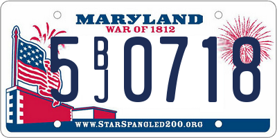 MD license plate 5BJ0718
