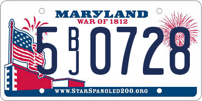 MD license plate 5BJ0728