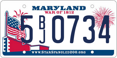 MD license plate 5BJ0734