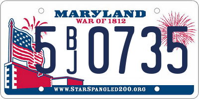 MD license plate 5BJ0735