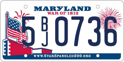 MD license plate 5BJ0736