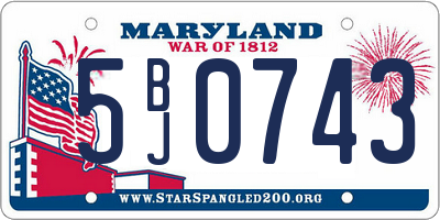 MD license plate 5BJ0743