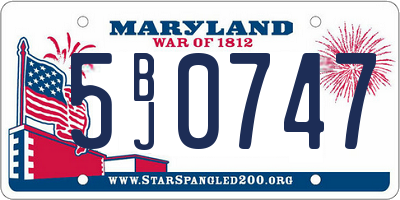 MD license plate 5BJ0747