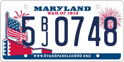 MD license plate 5BJ0748