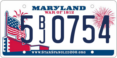MD license plate 5BJ0754