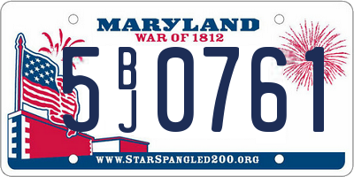 MD license plate 5BJ0761