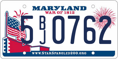 MD license plate 5BJ0762
