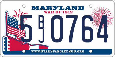 MD license plate 5BJ0764