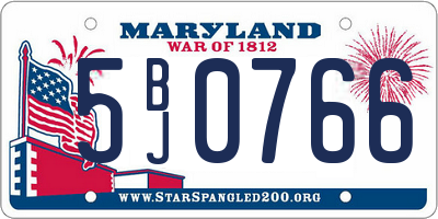 MD license plate 5BJ0766