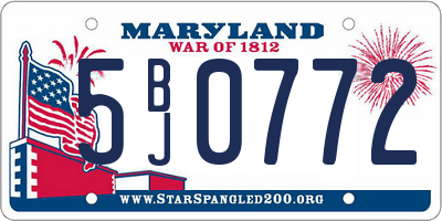 MD license plate 5BJ0772