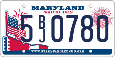 MD license plate 5BJ0780