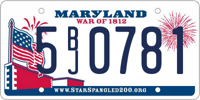 MD license plate 5BJ0781