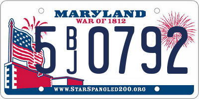 MD license plate 5BJ0792