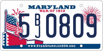 MD license plate 5BJ0809