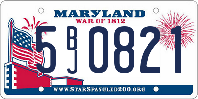 MD license plate 5BJ0821