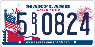 MD license plate 5BJ0824