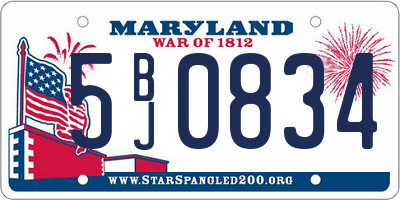 MD license plate 5BJ0834