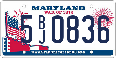 MD license plate 5BJ0836