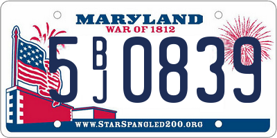 MD license plate 5BJ0839