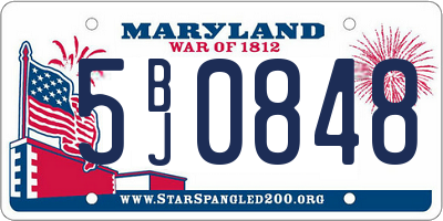 MD license plate 5BJ0848