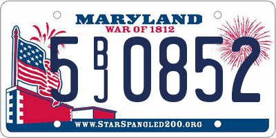 MD license plate 5BJ0852