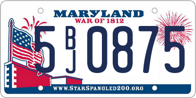 MD license plate 5BJ0875