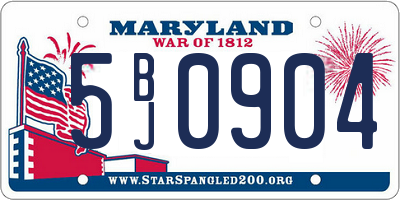 MD license plate 5BJ0904
