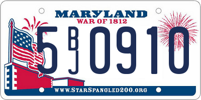 MD license plate 5BJ0910